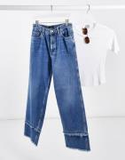 Vero Moda — Blå jean med vide ben og kontrastfarvede søm
