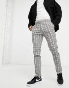 Topman - Elegante bukser i grå og lyserøde tern