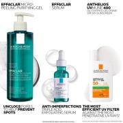 La Roche-Posay Breakout-Fighting Set- High Strength: Effaclar Micro-Peeling Cleanser, Anti Blemish Serum and SPF50+