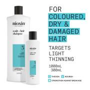 NIOXIN Scalp and Hair Thickening System 3 Shampoo for Coloured Dry and Damaged Hair with Light Thinning 1L