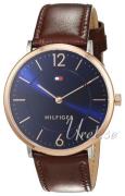 Tommy Hilfiger Herreur 1710354 Ultra Slim Blå/Læder Ø40 mm