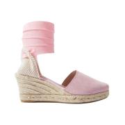 Paloma Wedges: Håndlavede Espadriller i Rosa Ruskind