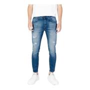 Mænds Blå Jeans med For- og Baglommer