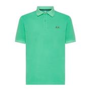 Grøn Solid Polo Shirt med Fluorescerende Logo