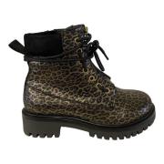 Leopard Print Læderstøvler