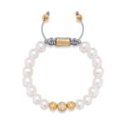 Women`s Beaded Bracelet with White Sea Pearl and Gold