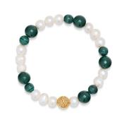 Women`s Wristband with Pearls and Malachite