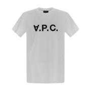Hvid Bomuld T-Shirt med Marineblå V.P.C. Logo