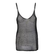 Sort tanktop med metallisk tråd