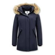 Parka Damer - Imiteret Pelskrave - Slim Fit