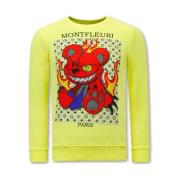 Strikket Cardigan Sweater Mænd Monster Teddybjørn - 3631