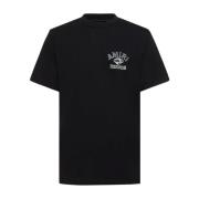 Sort Ribbet T-shirt med Maxi Print
