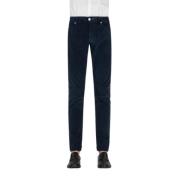 Velvet Corduroy Slim Fit Jeans - Marineblå