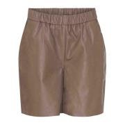 Løstsiddende Skindshorts Taupe