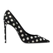 Satin Pumps med Pois Detalje