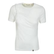 Hvid Asymmetrisk Twist T-Shirt