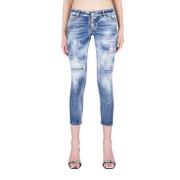 Klarvaskede Cropped Jeans