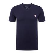 Strækbar T-shirt - Blå, Slim Fit, V-Hals