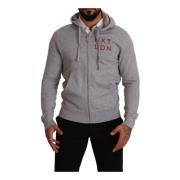 Grå Zip Hooded Bomuld Sweatshirt Sweater