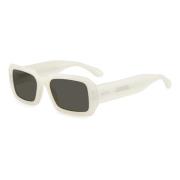 Perlemorhvide solbriller med grå linser