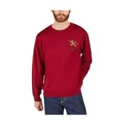 Burgundy Merino Uld Jumper med Tiger Tail Broderi