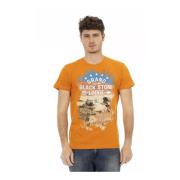 Orange Bomuld T-Shirt med Frontprint