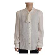 Hvid Silke Skjorte med Knapper