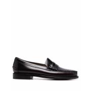 Burgundy Læder Almond-Toe Slip-On Loafers