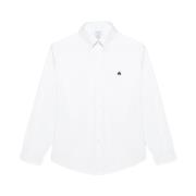 Hvid Regular Fit Non-Iron Stretch Supima Bomuld Casual Skjorte med Button-Down Krave