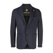 Navy Blue Cotton-Blend Blazer