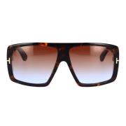 Klassiske firkantede solbriller med Havana-ramme og brune gradientlinser