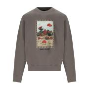 Taupe Oversize Sweatshirt med Logo Print