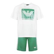 Grøn Armani Kids T-Shirt og Shorts Sæt