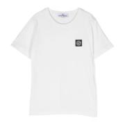 Hvid T-shirt i bomuld med kompasdesign