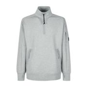 Grå Melange Diagonal Raised Fleece Sweatshirt