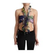 Multifarvet Silke Halterneck Crop Top