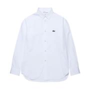 Hvid Lacoste Logo-Patch Bomuldsskjorte