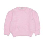 Børn Pink Falsk Pels Sweater med Rhinestones
