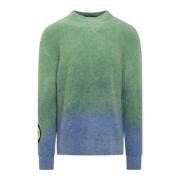 Grøn og Blå Crew Neck Sweater
