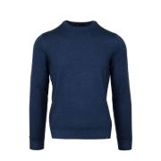 Blå Uld Crew-neck Sweater