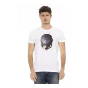 Herre Hvid Bomuld T-Shirt med Frontprint