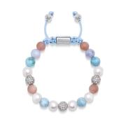 Women's Beaded Bracelet with Larimar, Pearl, Blue Lace Agate and Pink Aventurine