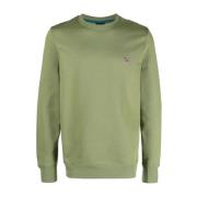 Grøn Bomuldssweater med Logo Patch