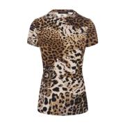 Leopard Print Stretch Bomuld T-shirt
