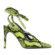 Fluo Gul Python Print Kalveskind Pumps