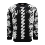 Sort Bomuldssweatshirt med Blomsterprint