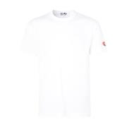 Hvid Bomuld T-Shirt med Sidelogo