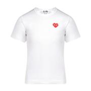 Hvidt T-shirt med hjerte logo i bomuld til kvinder