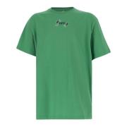 Grøn Bomuld T-shirt med Logo og Pil