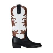 Sort og hvid læder Texano støvler